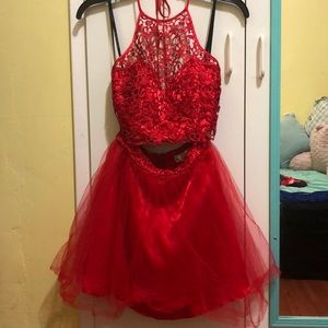 Two piece red dress